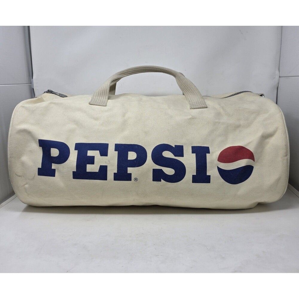 Vintage Pepsi Cola Advertising Canvas Duffel Bag Overnight Travel Luggage Tote
